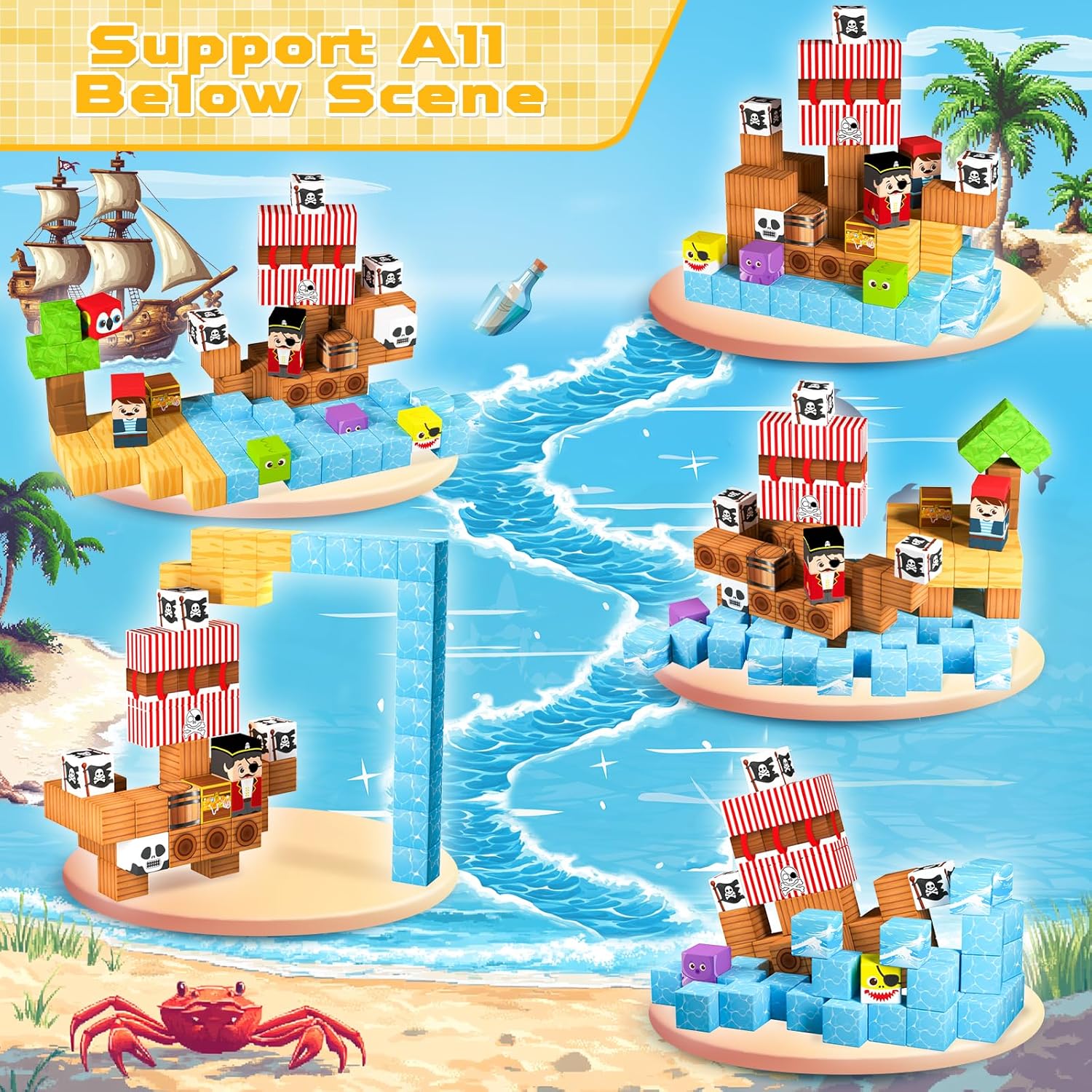Thumbnail 2 de ToyUnited Magnetische Bausteine: Piratenschiff mit 100 Teilen – Abenteuer auf hoher See