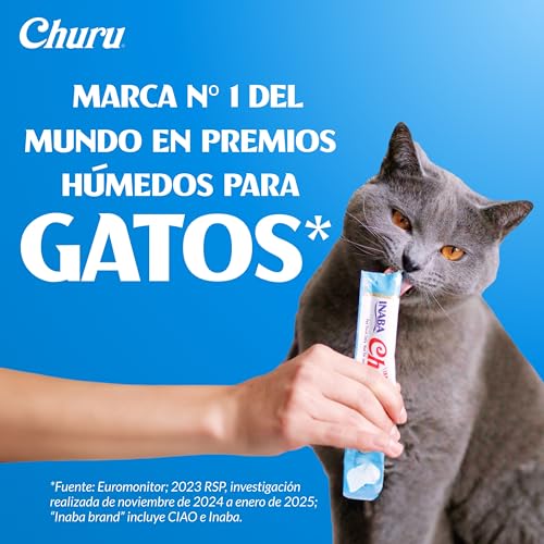 Detalle de INABA Churu Gatos: 6 Recetas de Snacks Saludables a Base de Atún y Pollo, 1,68 kg (120 Tubos x 14 g)