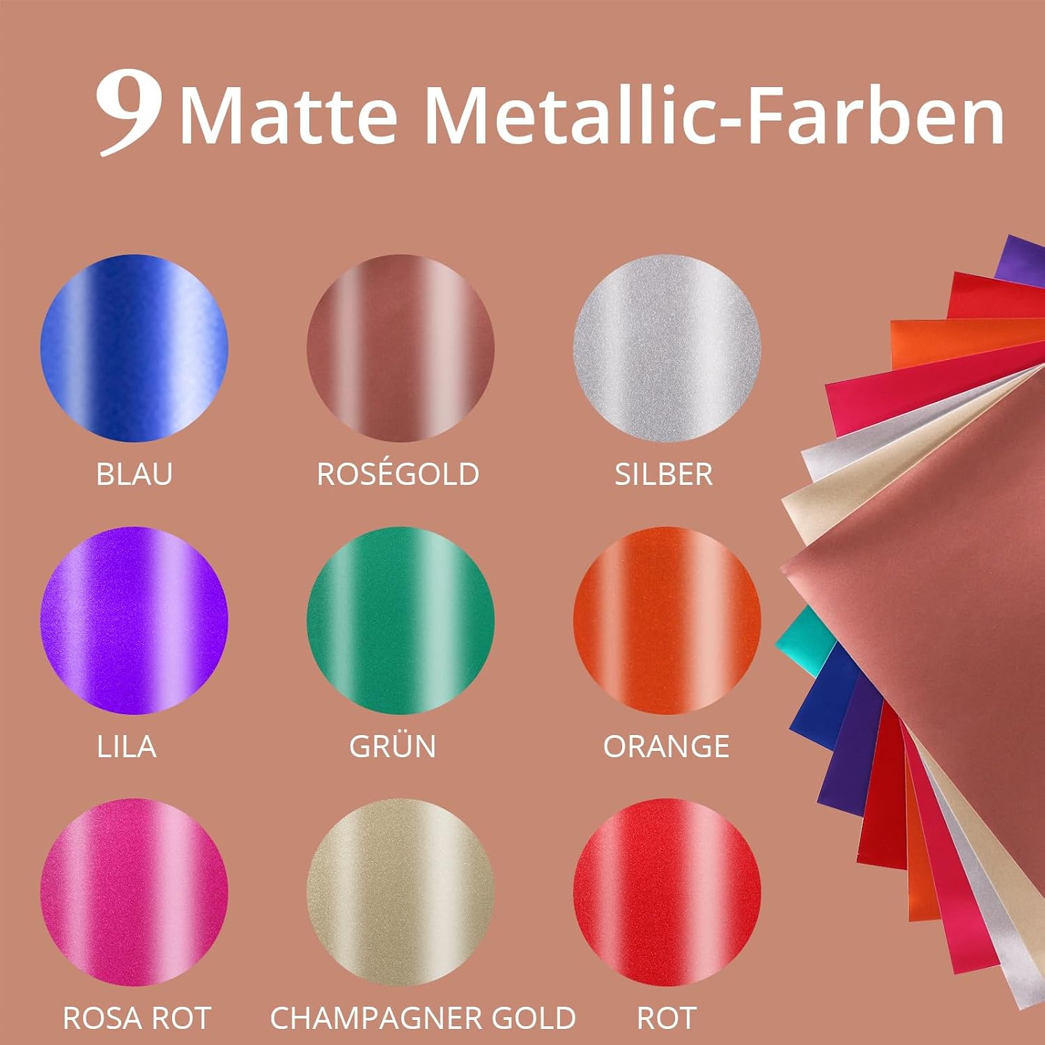 Detalle 2 de HTVRONT Metallic Vinylfolie für Cricut 9 Farben