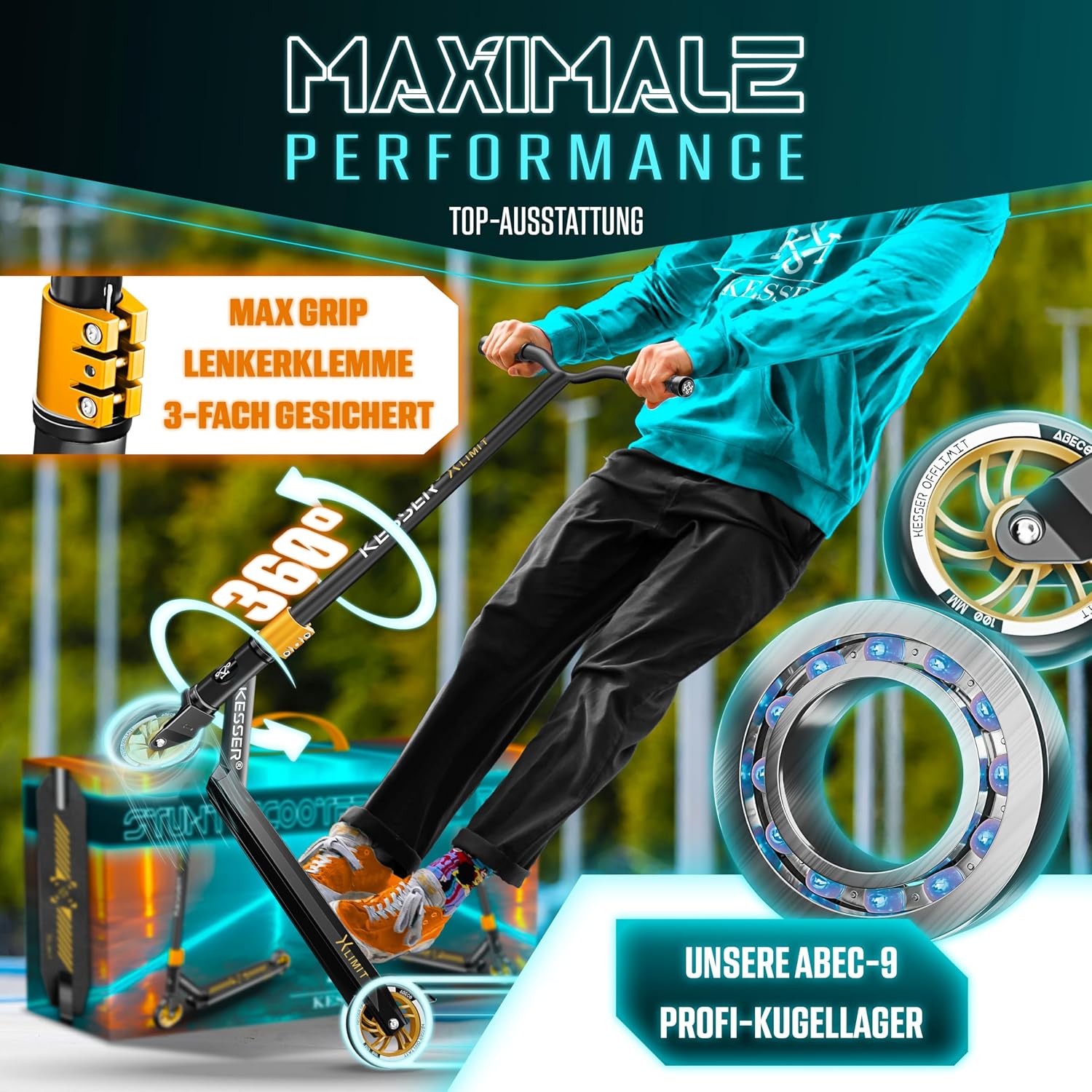 Thumbnail 6 de KESSER® X-Limit-Pro Stunt Scooter 110 mm 🛴