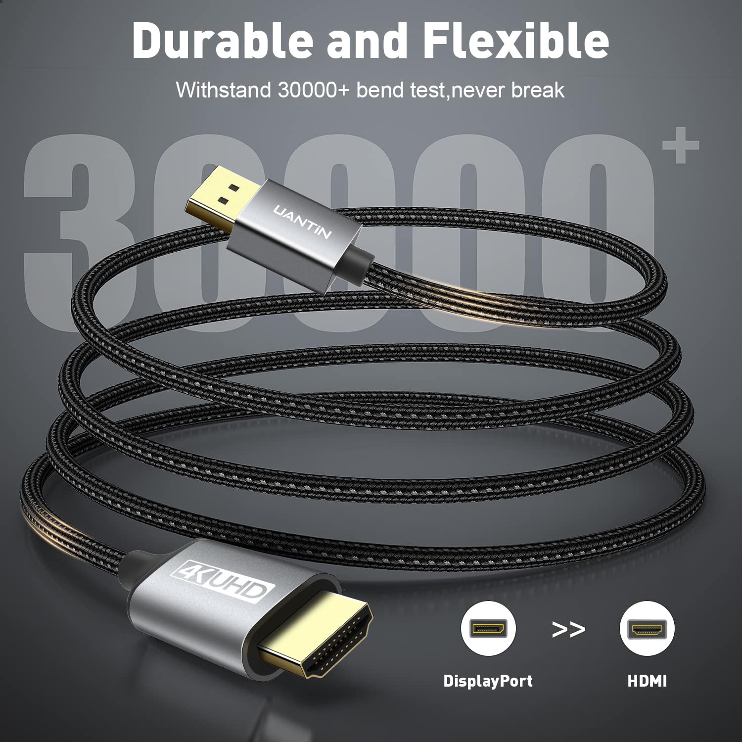 Thumbnail 4 de UANTIN 4K DisplayPort to HDMI Cable 6Ft