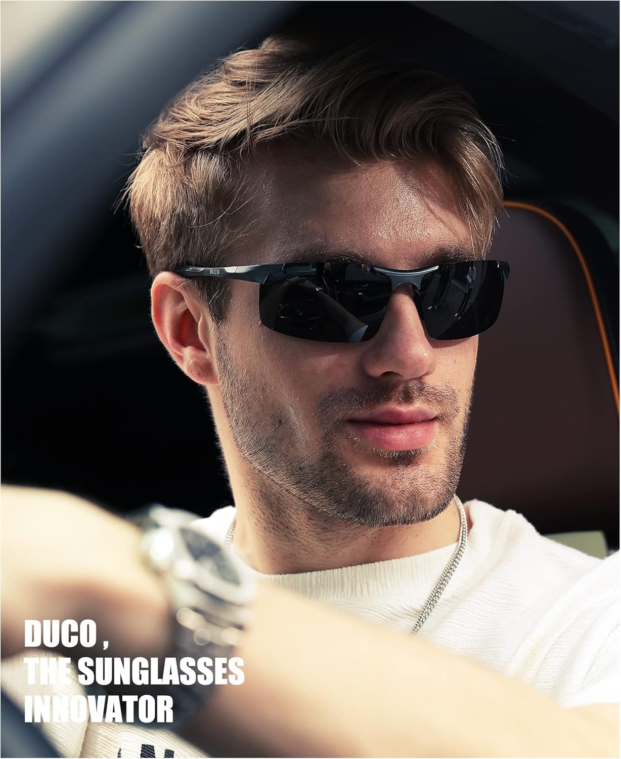 Detalle 2 de DUCO Herren Sportbrille Polarisierte Sonnenbrille 8177S mit UV400-Schutz und ultraleichtem Al‑Mg Rahmen