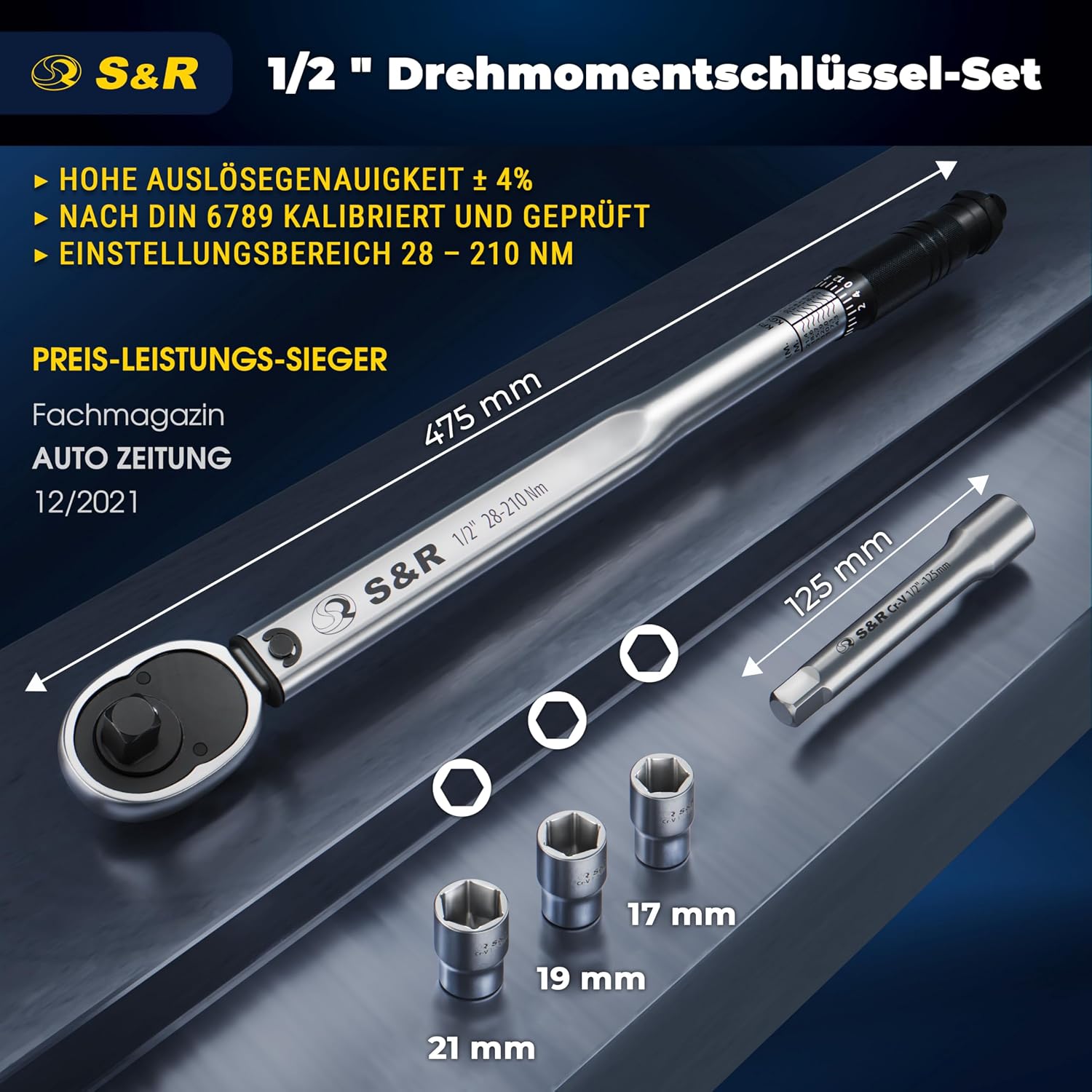 Detalle 2 de S&R 1/2 Zoll Drehmomentschlüssel 28–210 Nm