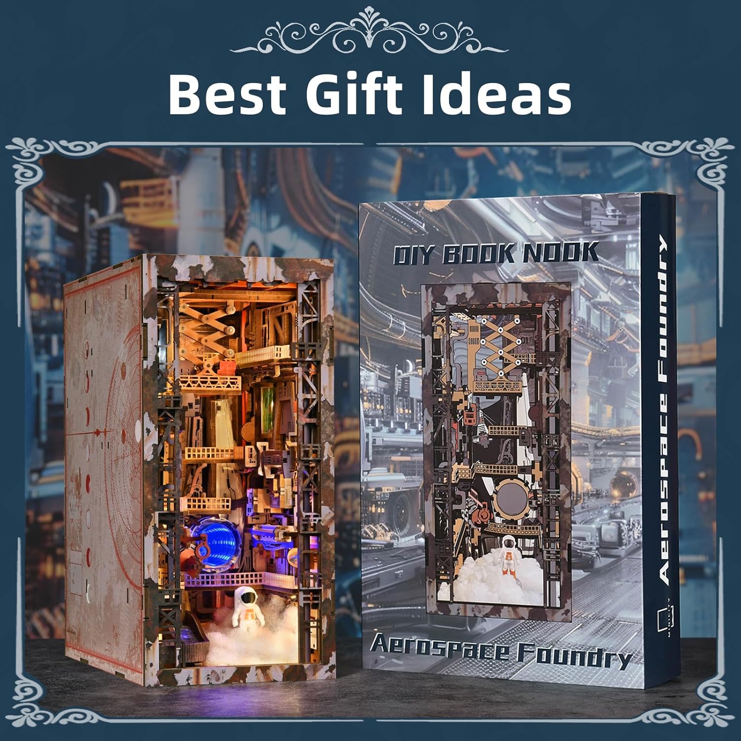 Thumbnail 6 de MiniCity Book Nook Bausatz von Aerospace Foundry – 3D Puppenhaus Bücherecke mit LED-Beleuchtung und Staubschutzhülle