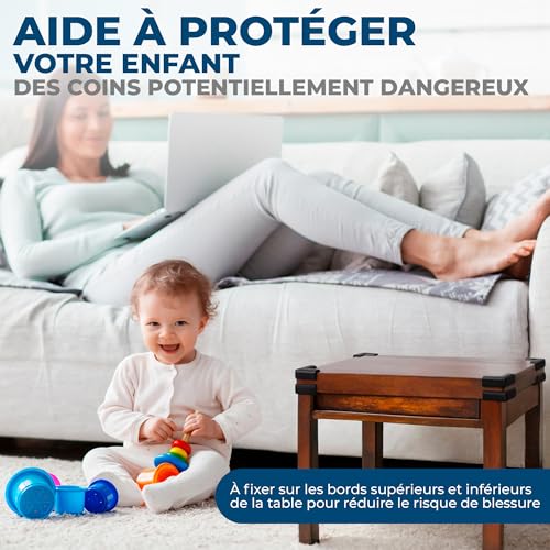Detalle 2 de Hoffenbach protections d’angle pour bébé, mousse NBR noire, lot de 12