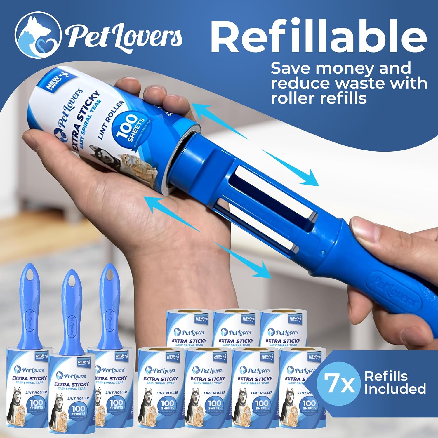 Detalle 2 de PetLovers Extra Sticky Lint Roller 1000 Sheets 🧹