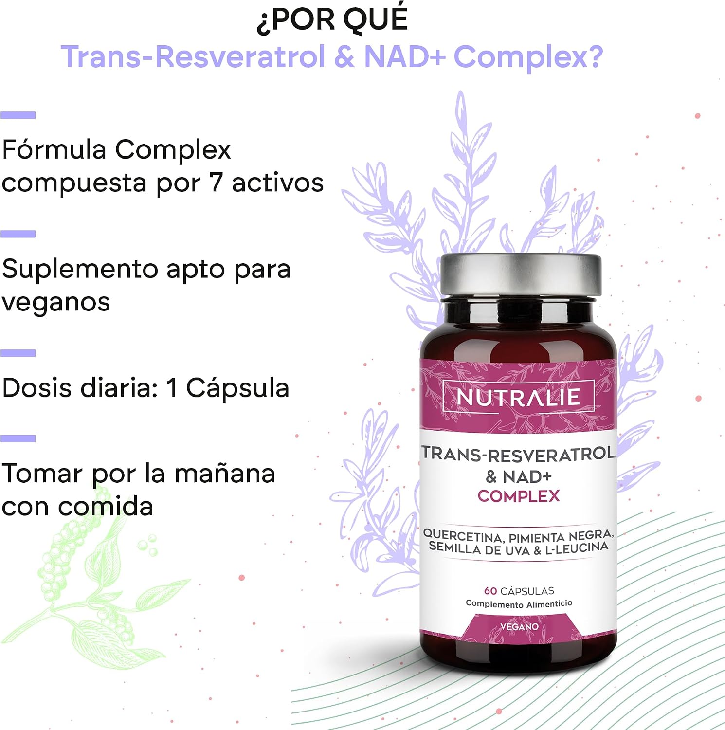 Thumbnail 2 de Trans Resveratrol NAD+ 686mg Complex 60 cápsulas