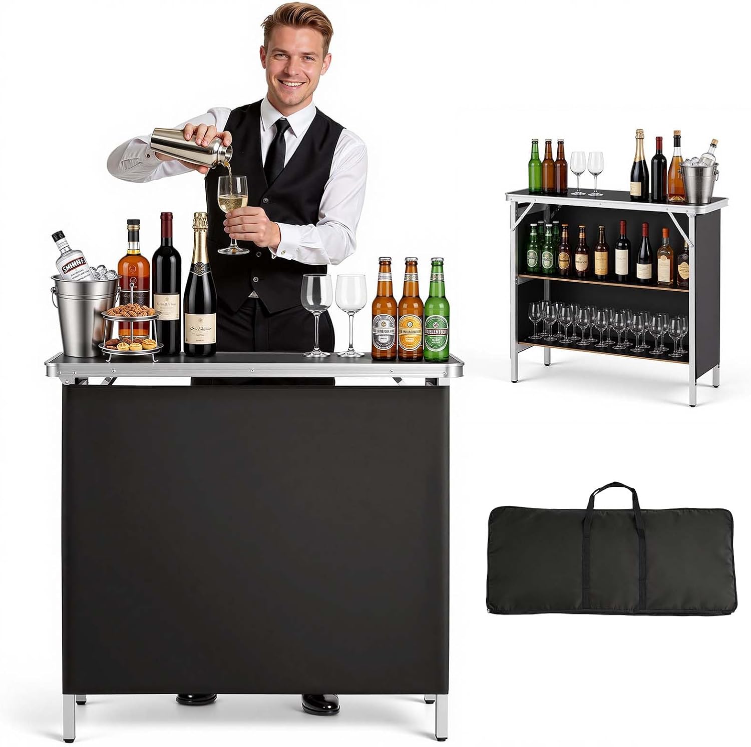 Detalle de VEVOR Folding Bar Table, 38.6 x 15.2 x 34.3 in