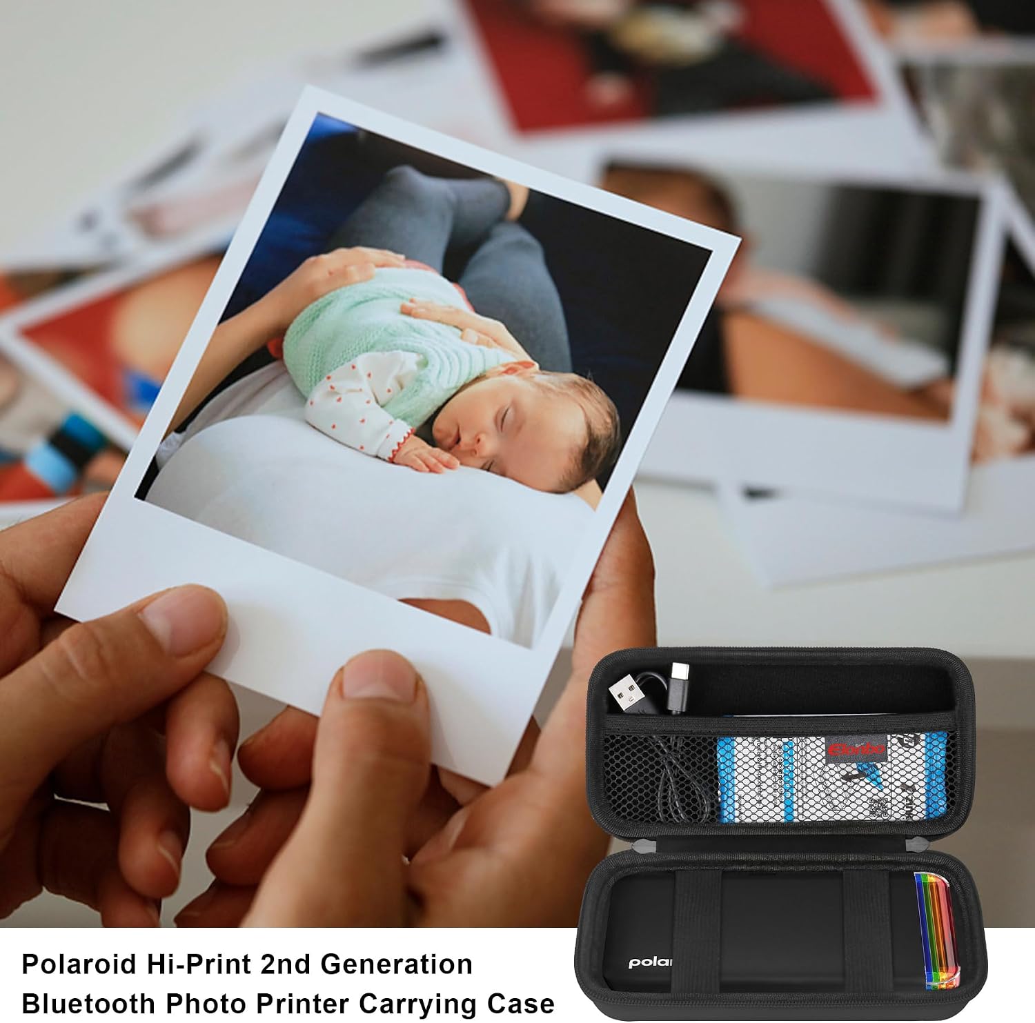 Thumbnail 6 de Elonbo Carrying Case for Polaroid Hi-Print + Paper Bundle (2nd Generation) – Travel Protective Bag, Rose Gold