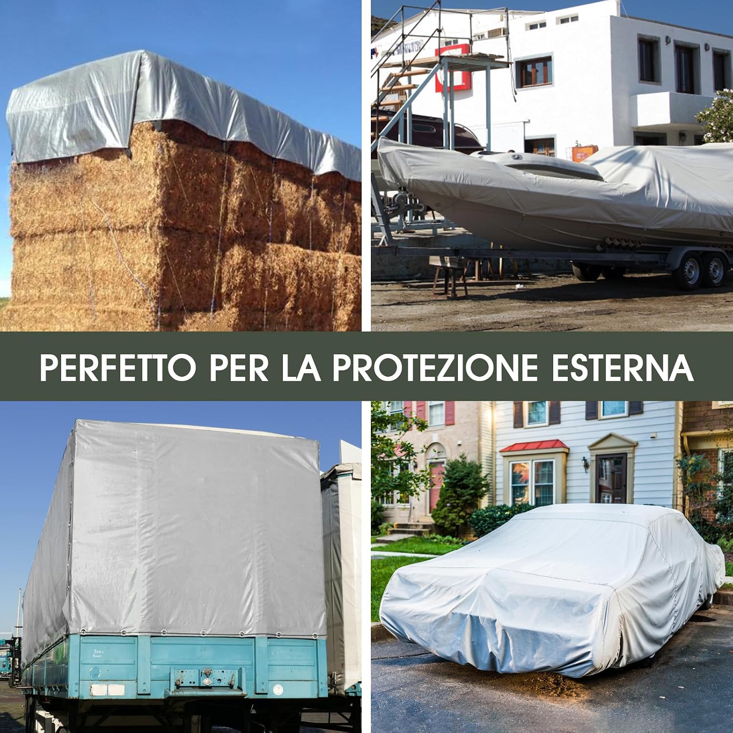 Thumbnail 6 de Telo Impermeabile Esterno 4x6 m 180 g/m² in PE rinforzato con occhielli