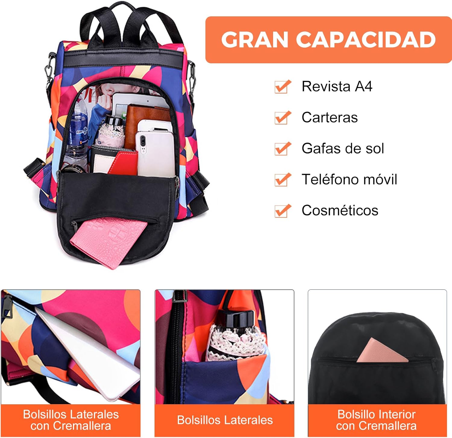 Detalle de Fmeida Mochila Antirrobo Mujer 32x15x33 cm