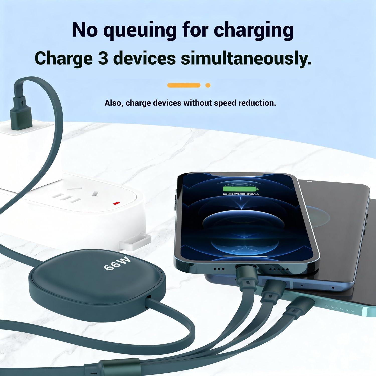 Thumbnail 4 de Multi Charger Cable 66W 3‑in‑1 retractable 1.2m