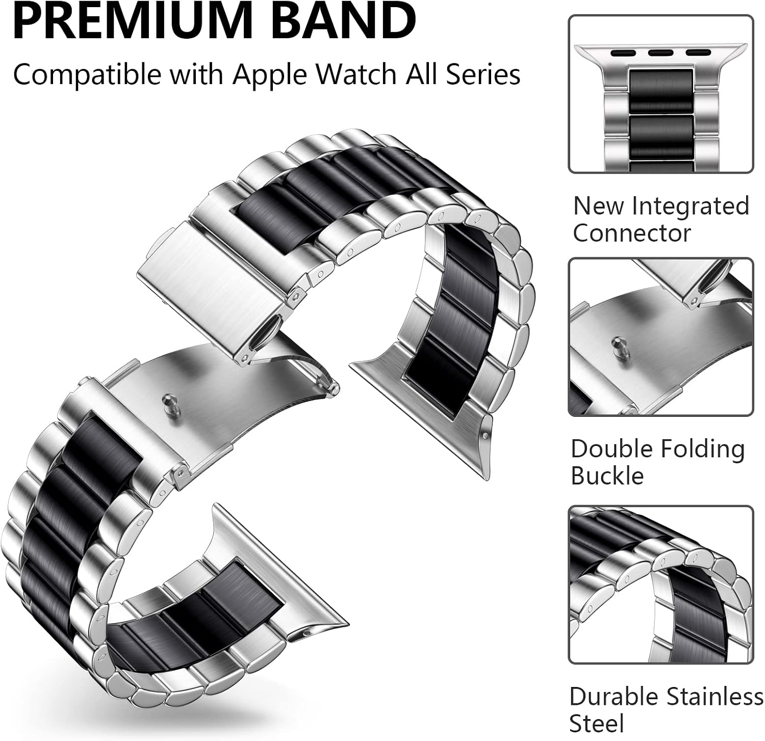 Detalle 2 de Netolo Metal Straps stainless steel band for Apple Watch (Series 1–11, SE/SE 2, 42/44/45/46mm)
