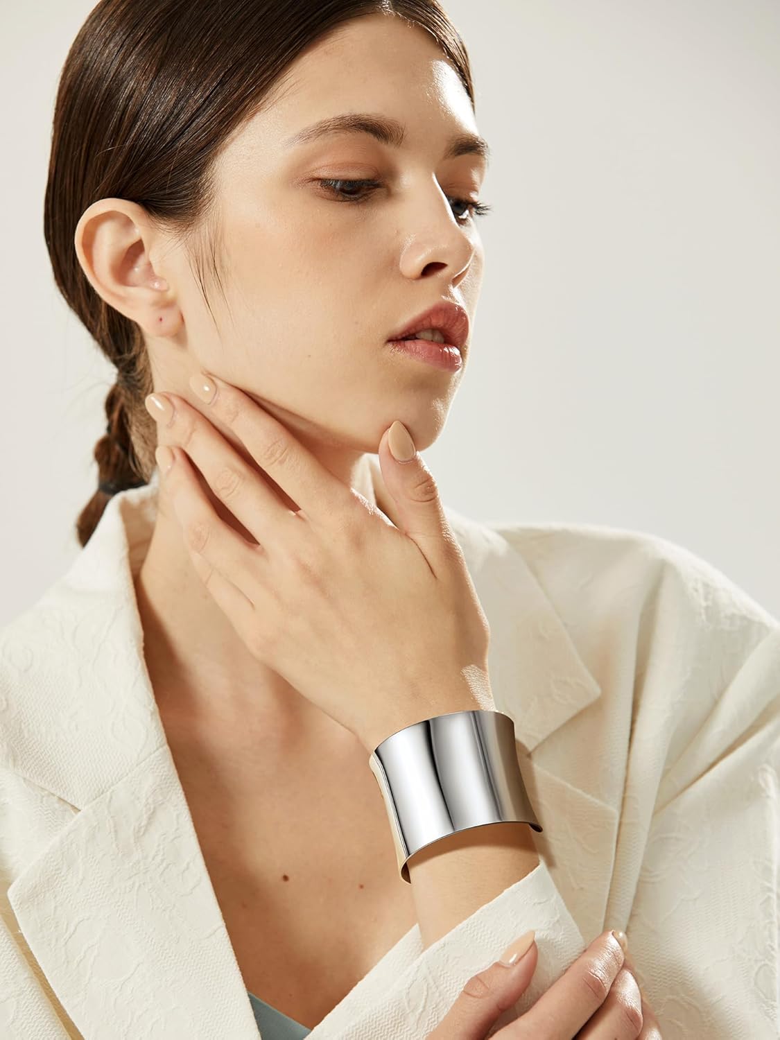 Thumbnail 5 de PROSTEEL bracciale donna in acciaio 316L placcato oro 18K, lunghezza 40/49 mm, aperto e regolabile