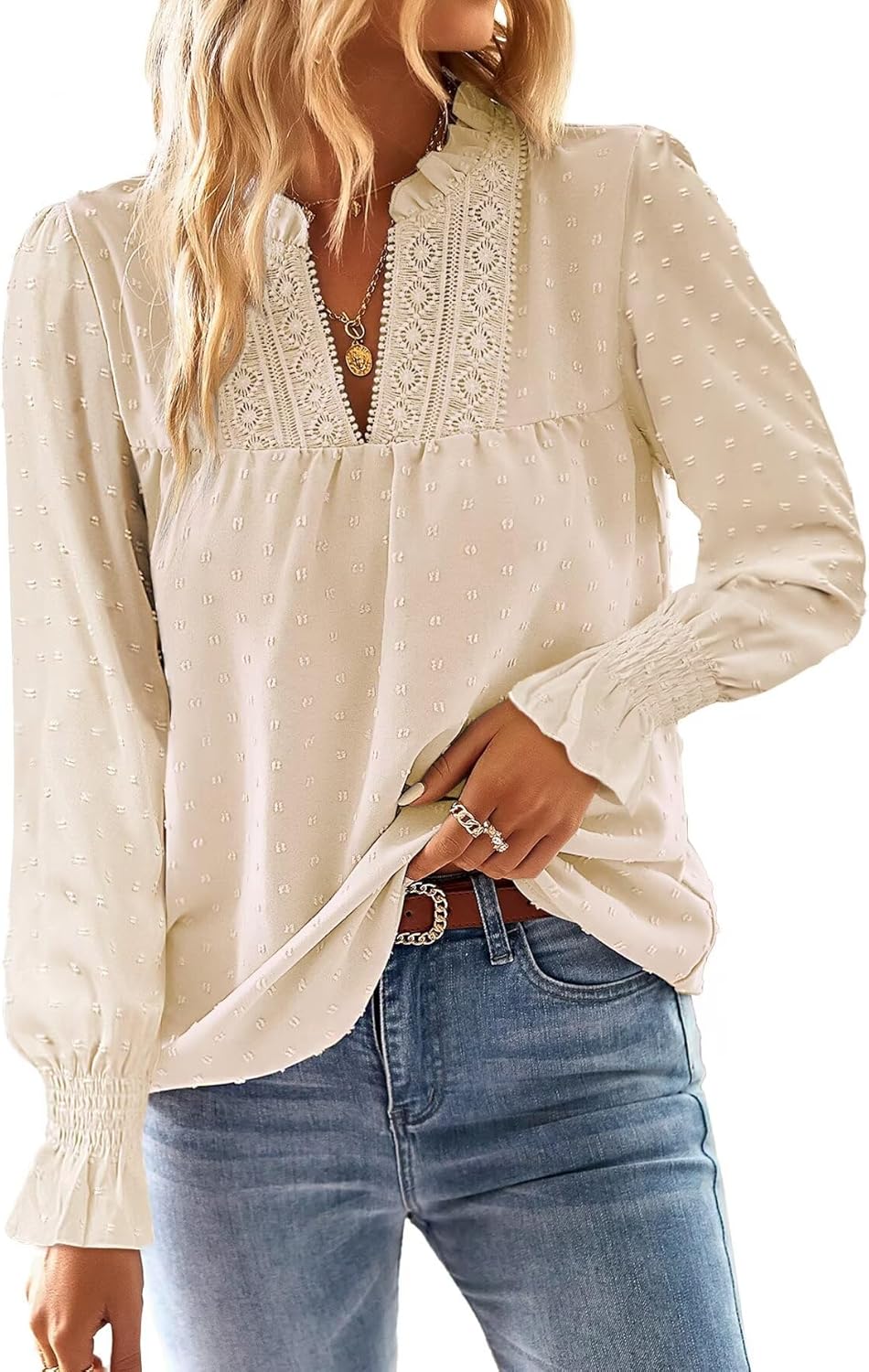 Thumbnail 5 de Falechay Boho V Neck Swiss Dot Top 2026
