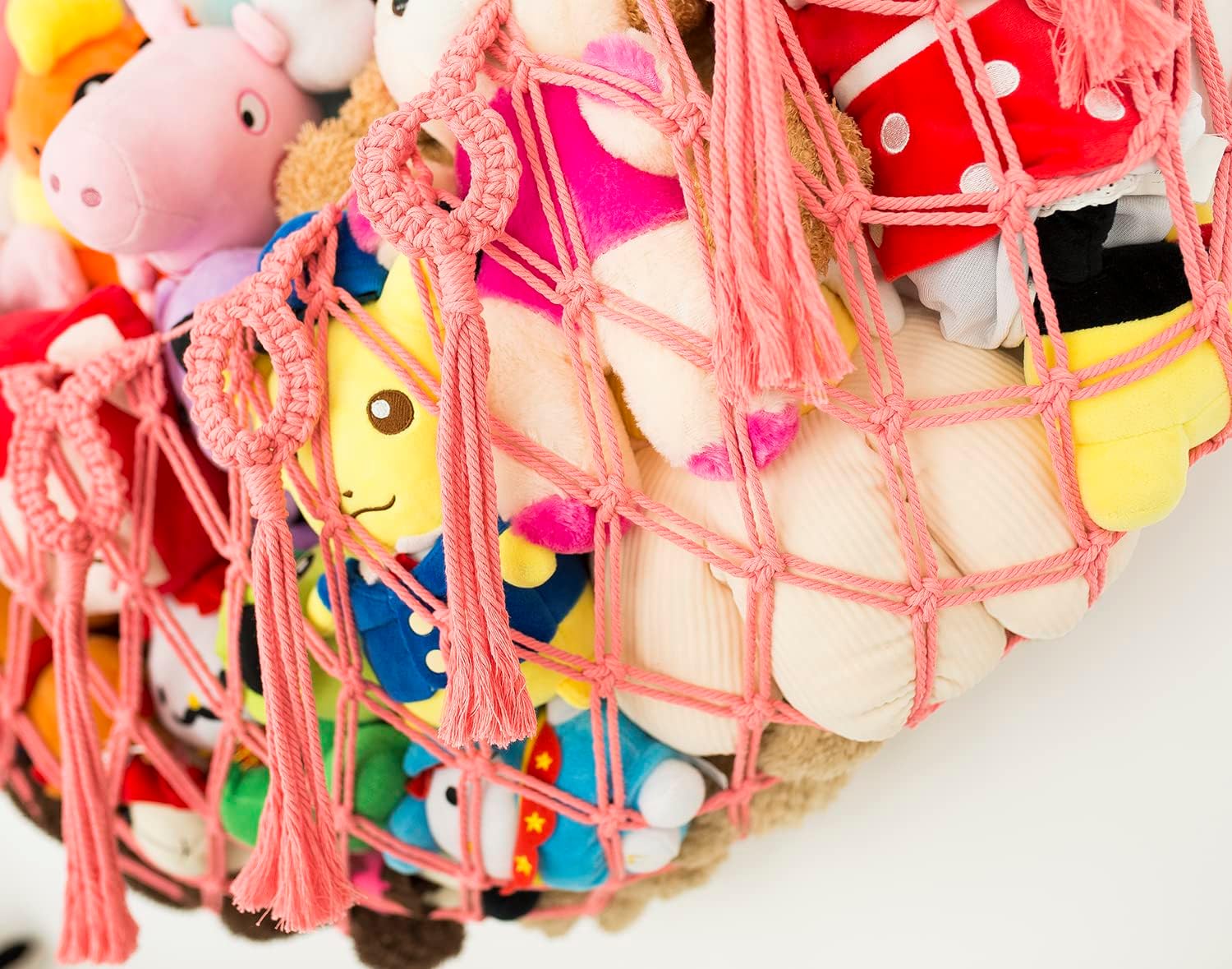 Thumbnail 3 de Diocos Pink Cotton Macrame Stuffed Animal Hammock for Wall Display