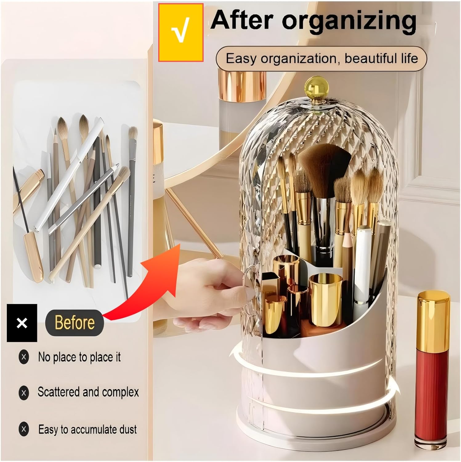 Thumbnail 5 de RONGZHIERK Makeup Brush Holder 360° Rotating