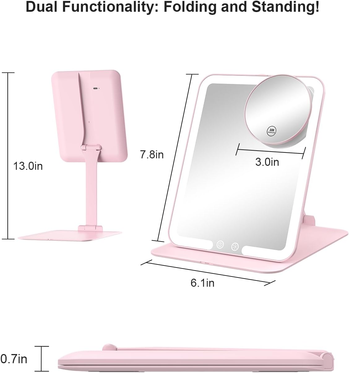 Detalle 2 de Gospire Travel Makeup Mirror 10X 💄