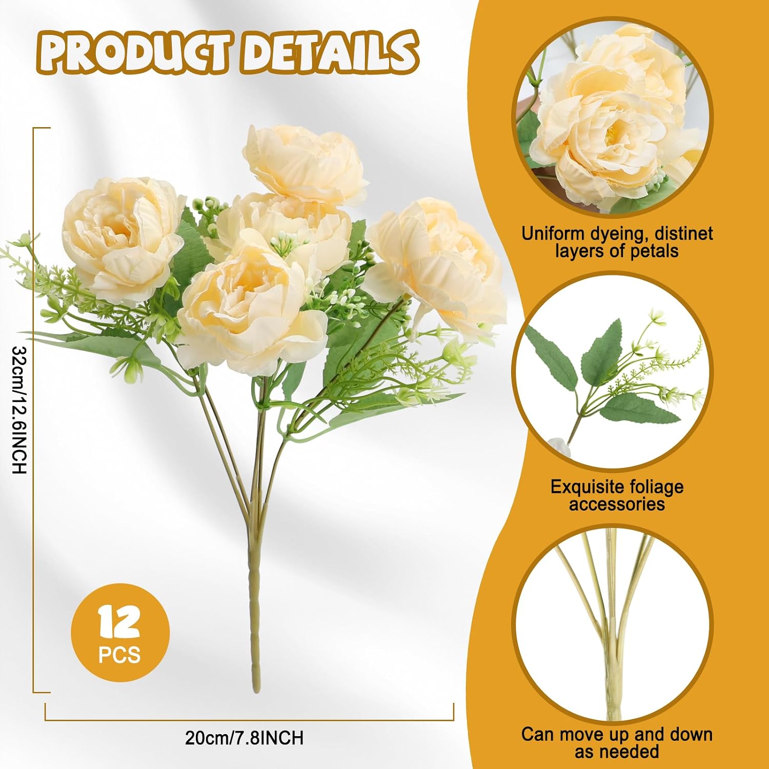Thumbnail 4 de Nagobi 12 Pcs Artificial Peonies Bouquet — Light Purple 💐