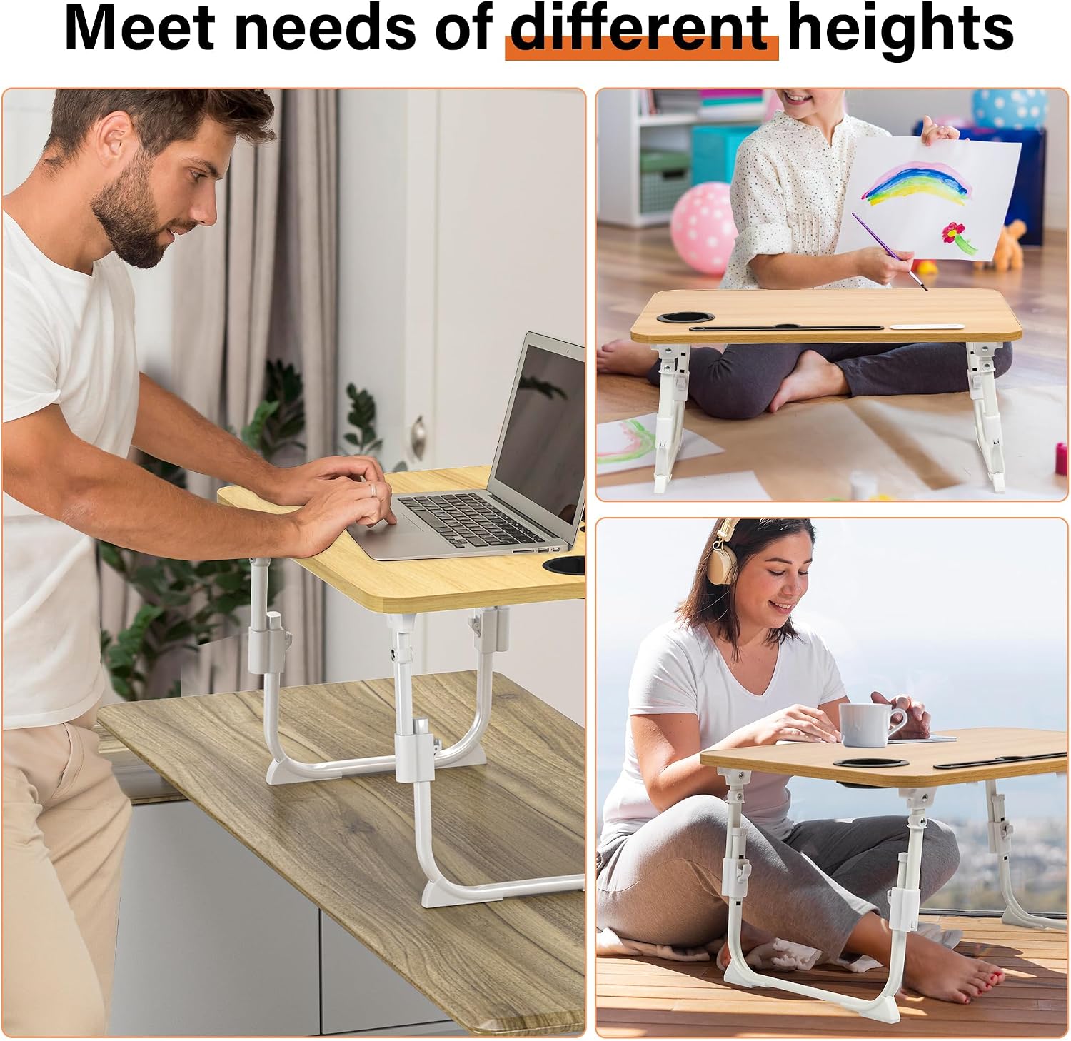 Thumbnail 5 de DECOSIS Lap Desk Adjustable Bed Desk with USB Port, Height Settings and Storage