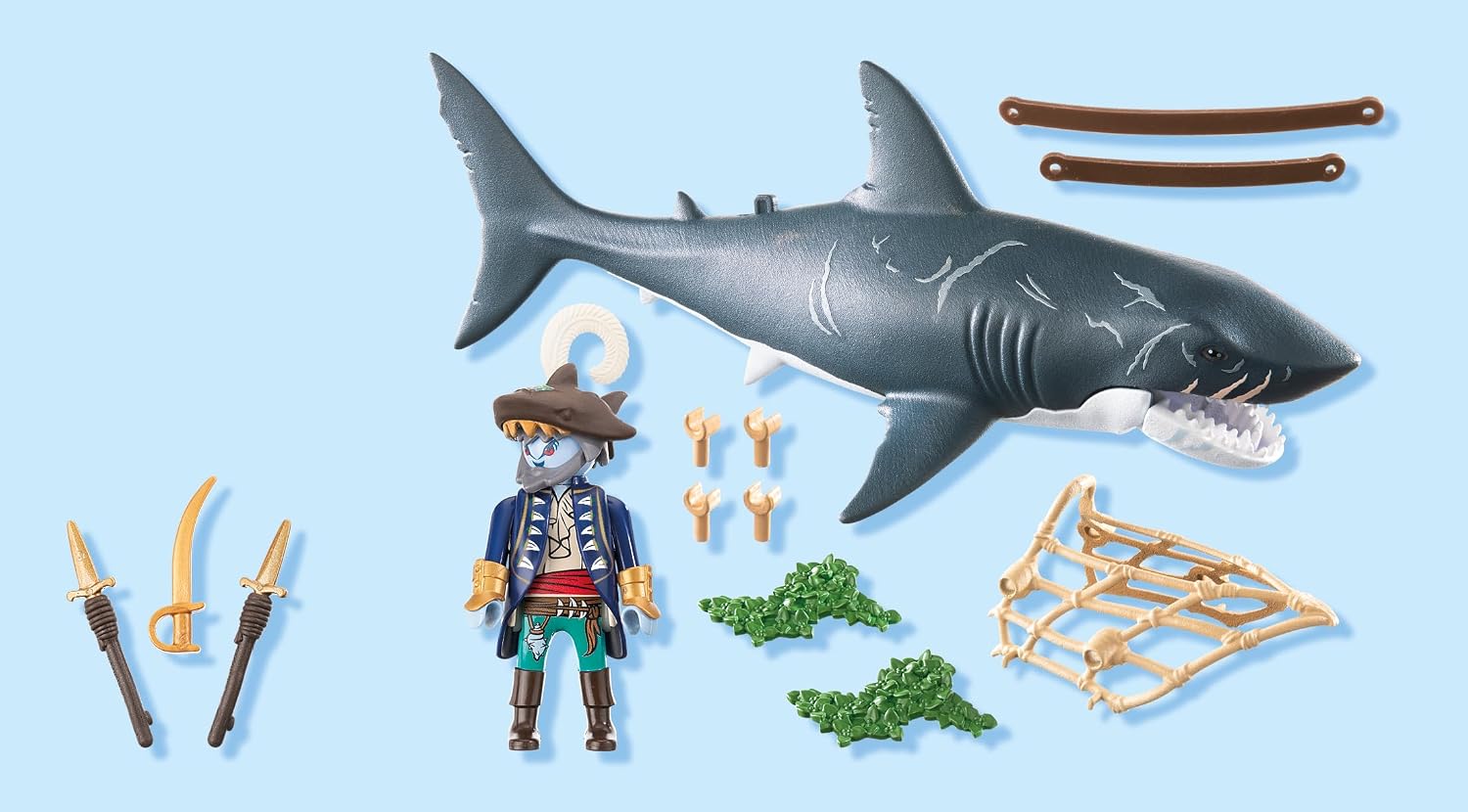 Detalle de PLAYMOBIL 71793 Pirates Gevaar door de Reuzenhaai, piratenspeelgoed