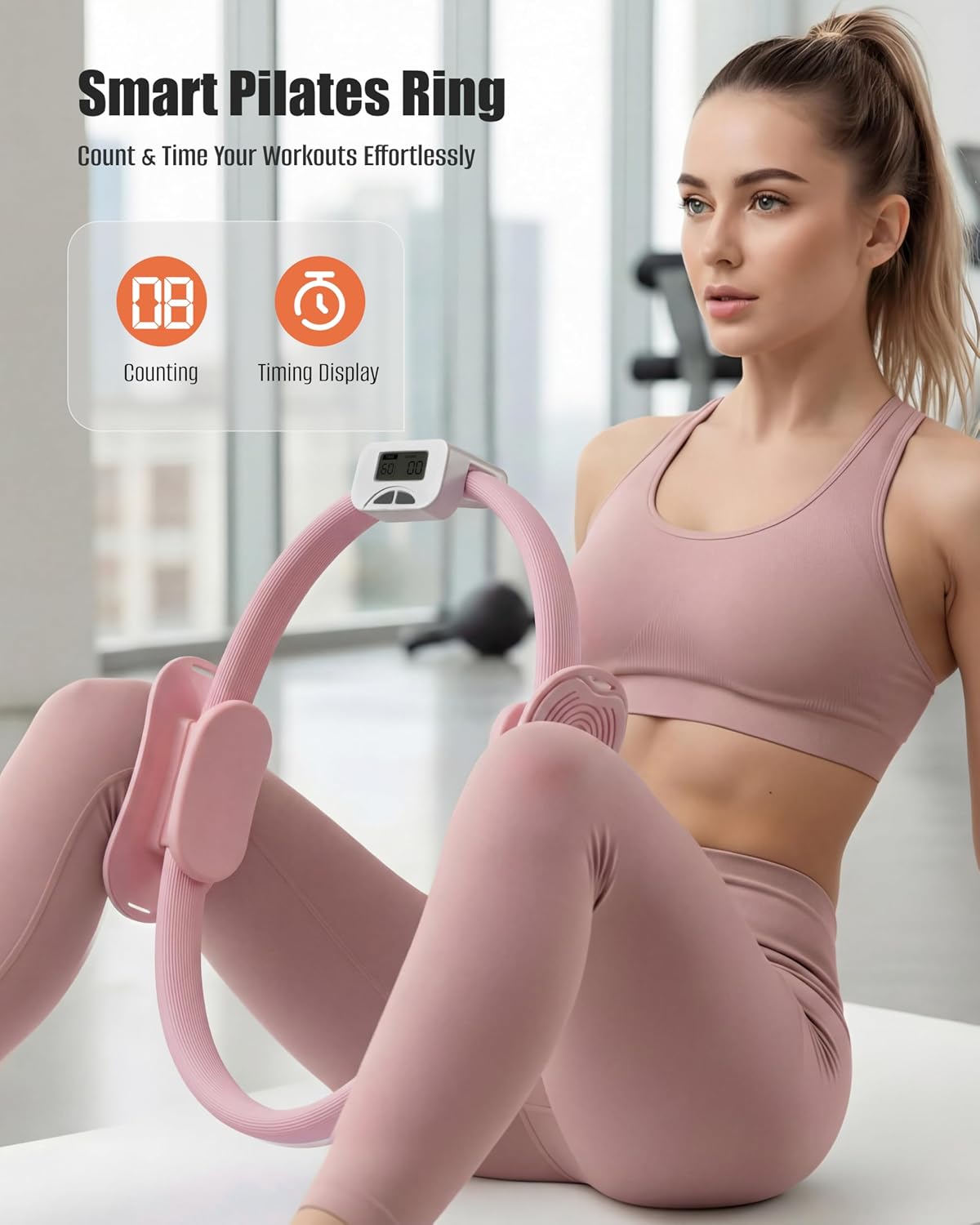 Detalle de MaxU Pilates Essentials Kit for Women – Pilates ring with counter, ball, resistance bands and grip socks