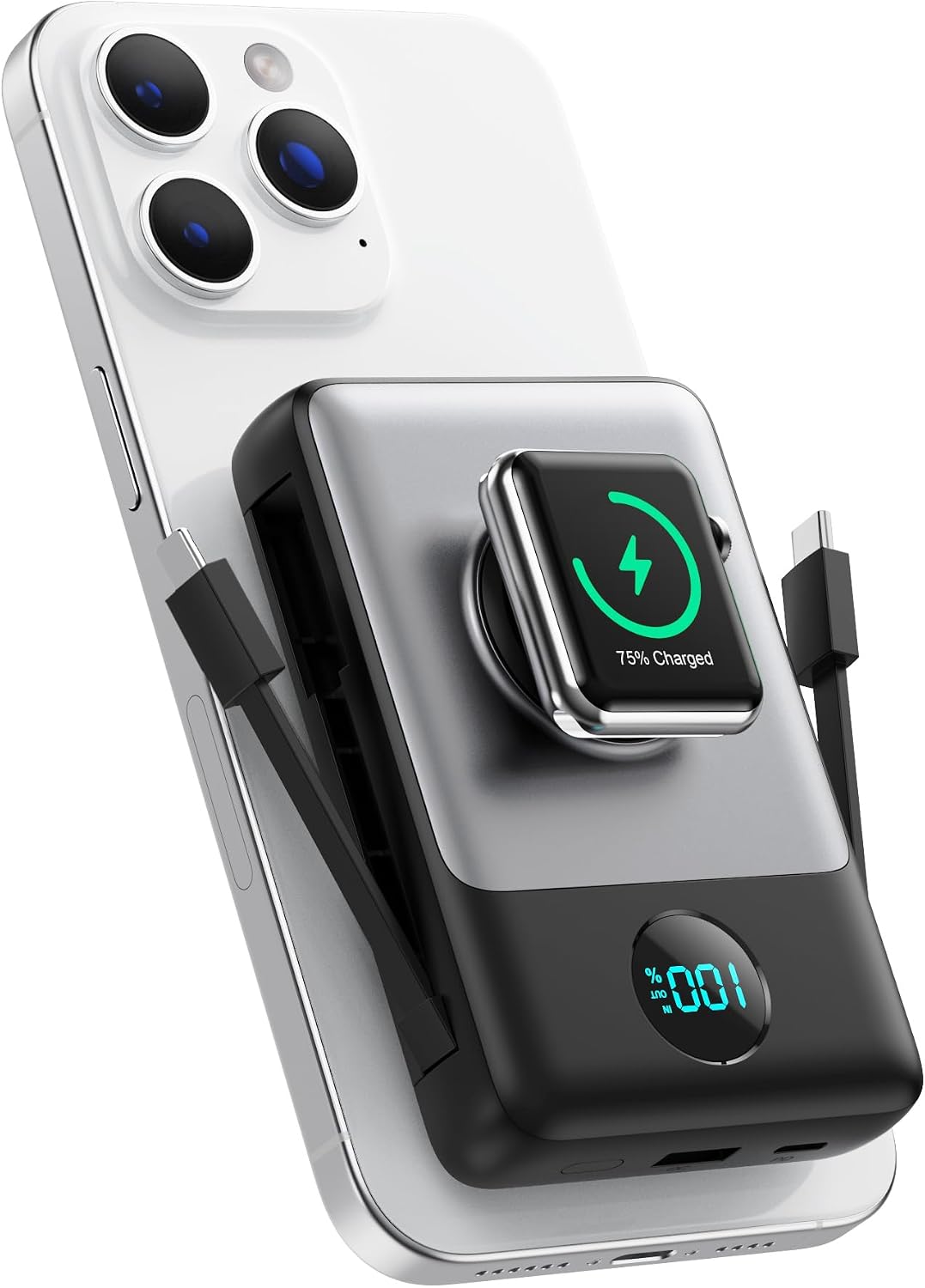 Detalle de QTshine Power Bank 10800mAh MagSafe portátil
