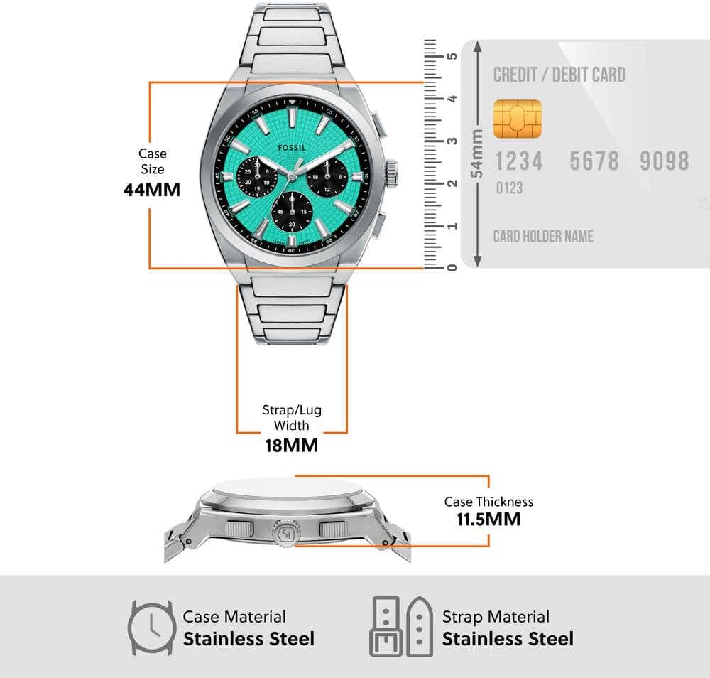 Thumbnail 6 de FOSSIL Everett Herrenuhr (Quarz-Chronograph) mit 44-mm-Gehäuse & Edelstahl- oder Lederarmband