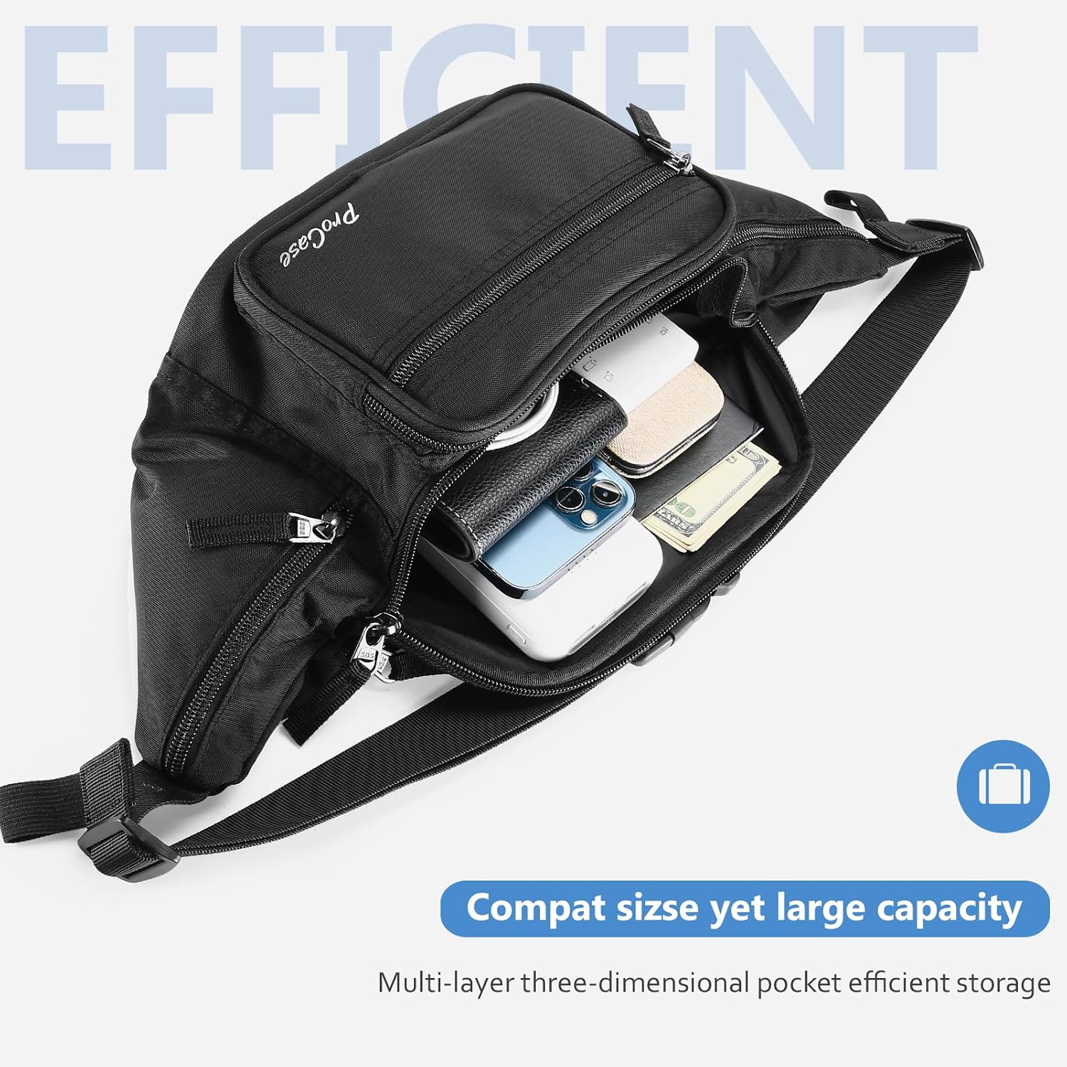 Detalle de ProCase Große Bauchtasche 6 Taschen