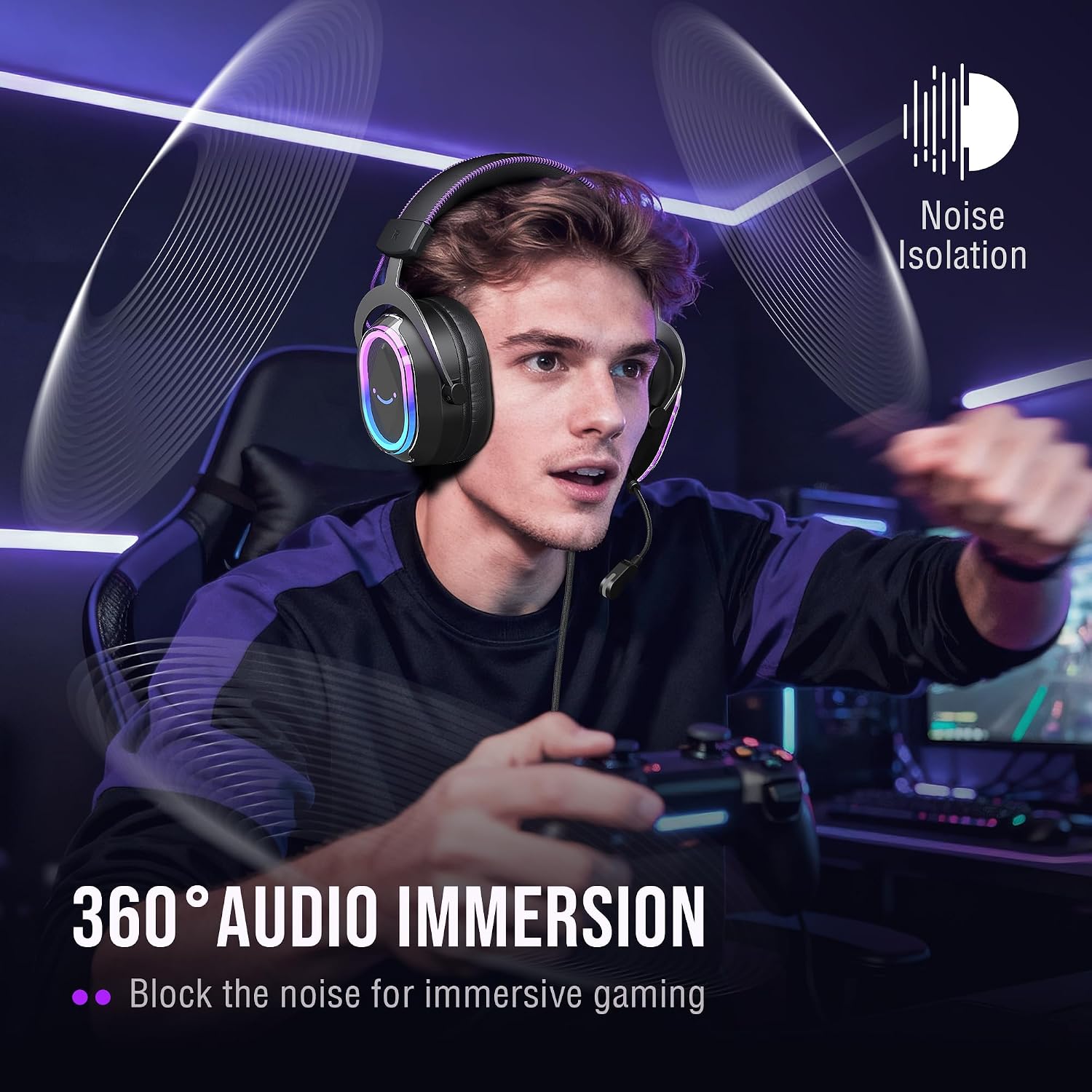 Detalle de FIFINE H13BP Wired USB Gaming Headset with 7.1 Surround and RGB