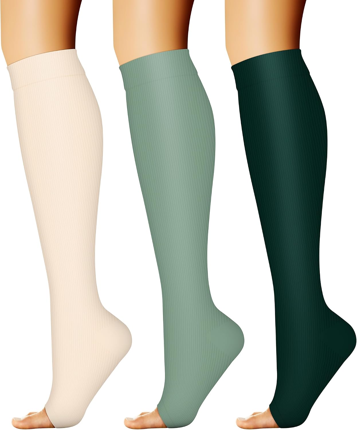 Thumbnail 1 de Charmking 3-Pair Open Toe Compression Socks ⚙