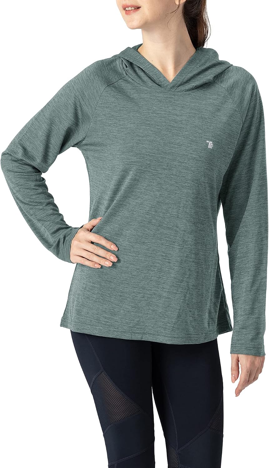 Thumbnail 1 de YSENTO Damen Langarm Sportshirt mit Hoodie – UPF 50+, schnelltrocknend, Daumenlöcher
