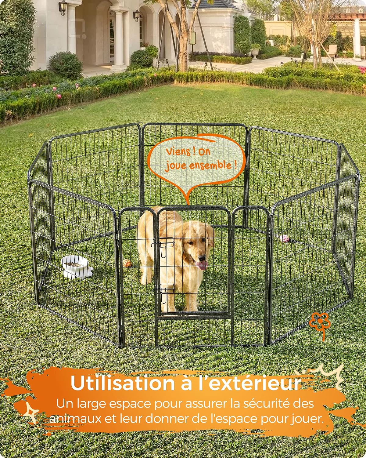 Thumbnail 4 de Feandrea Parc pour Chien – Enclos modulable en 8 panneaux 77 x 80 cm, double verrou en L