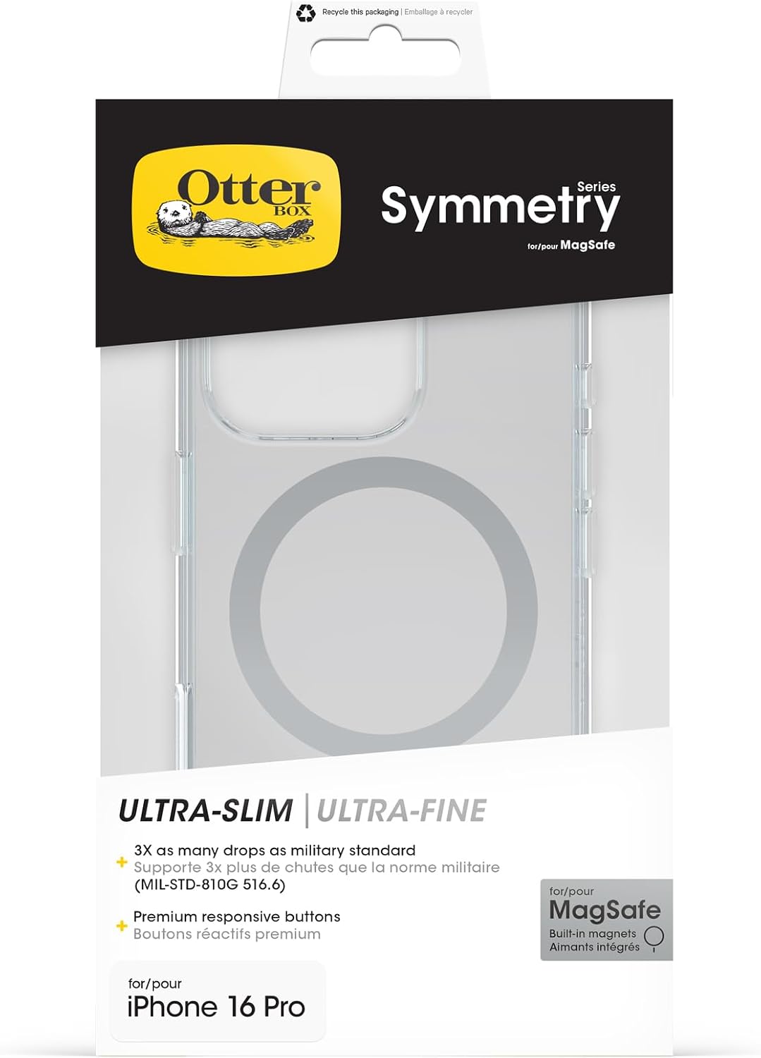 Detalle de OtterBox Symmetry Series Clear MagSafe Case for iPhone 16 Pro