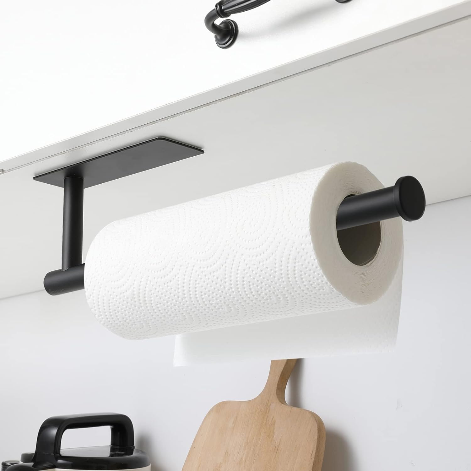 Thumbnail 1 de theaoo SUS304 Under-Cabinet Paper Towel Holder (Matte Black, Adhesive or Screws)