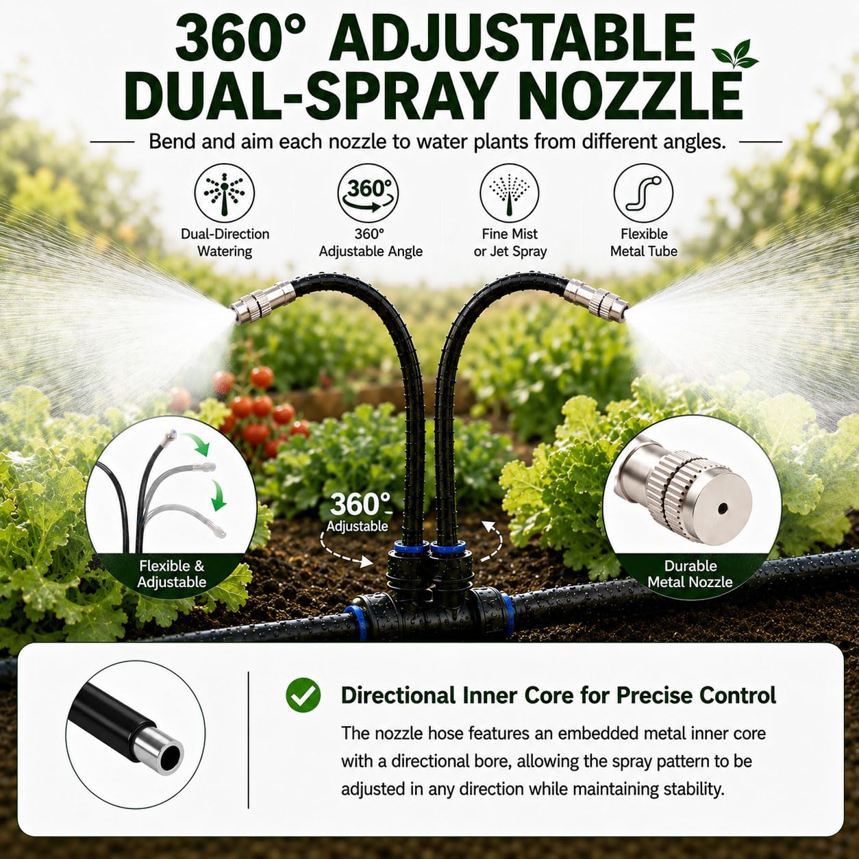 Detalle de Wirv kt 50FT High-Flow Garden Irrigation System, 12mm Tubing, 30 Adjustable Nozzles