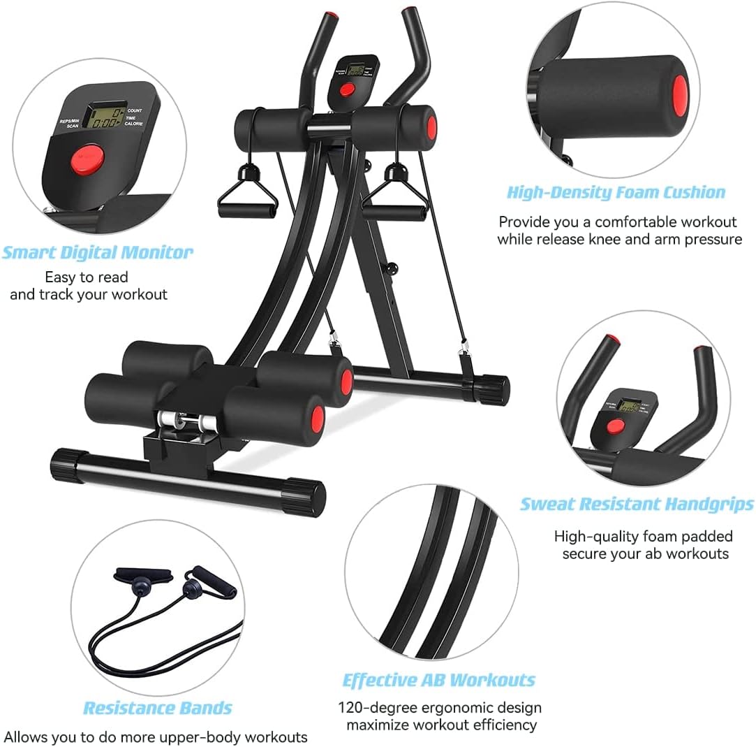 Detalle de WINBOX Ab Workout Equipment, Height-Adjustable Ab Machine with LCD Counter