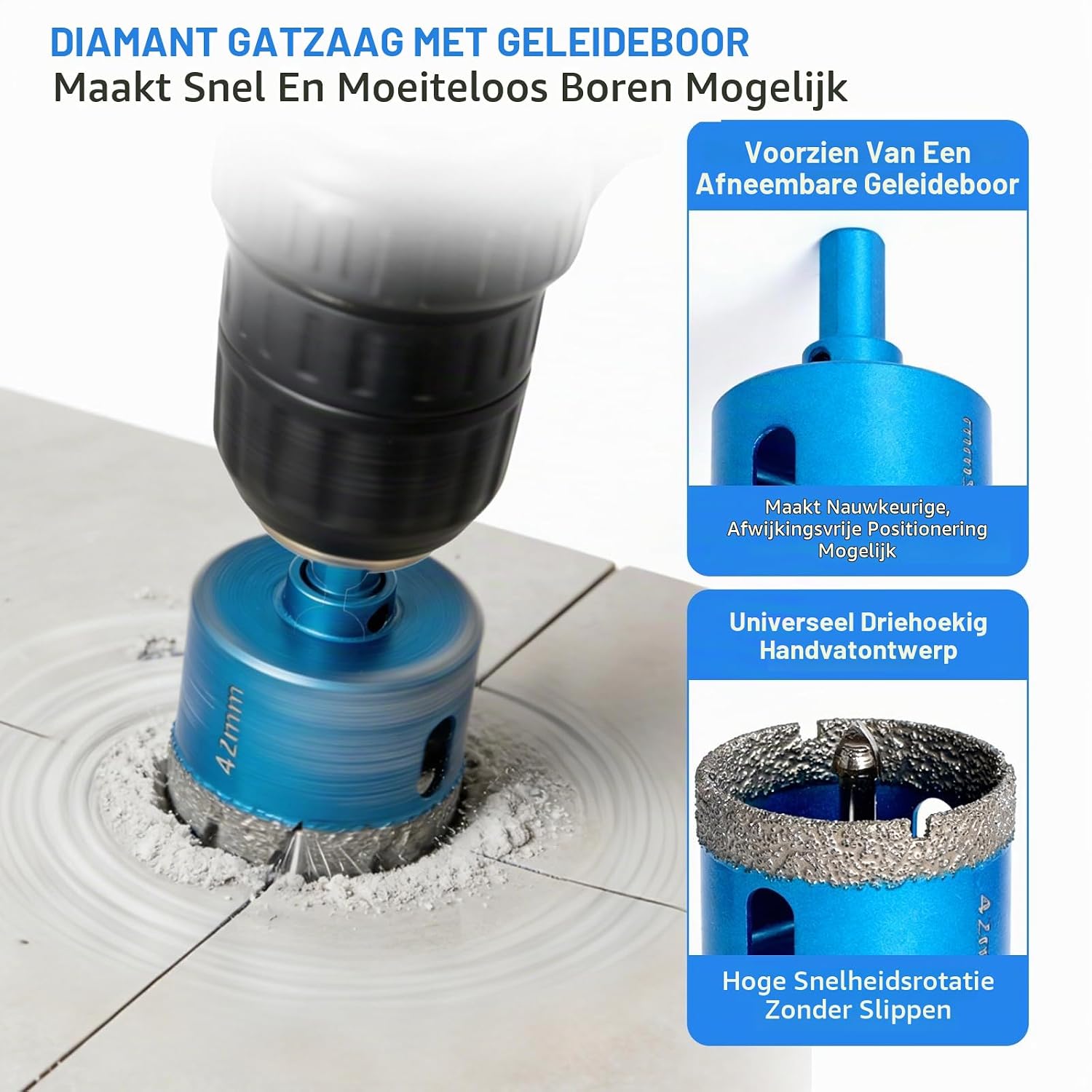 Detalle 2 de INQUIRLLY ST-07665 diamantgatzagenset met centreerboor, 16/35/50/68 mm