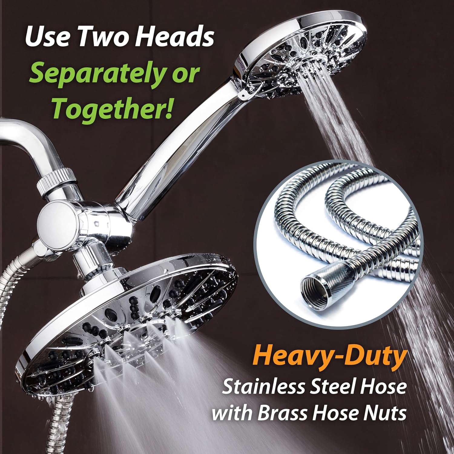Thumbnail 4 de AquaDance 7" Premium High Pressure 3-Way Rainfall Combo (3328) with 6-Setting Hand Shower