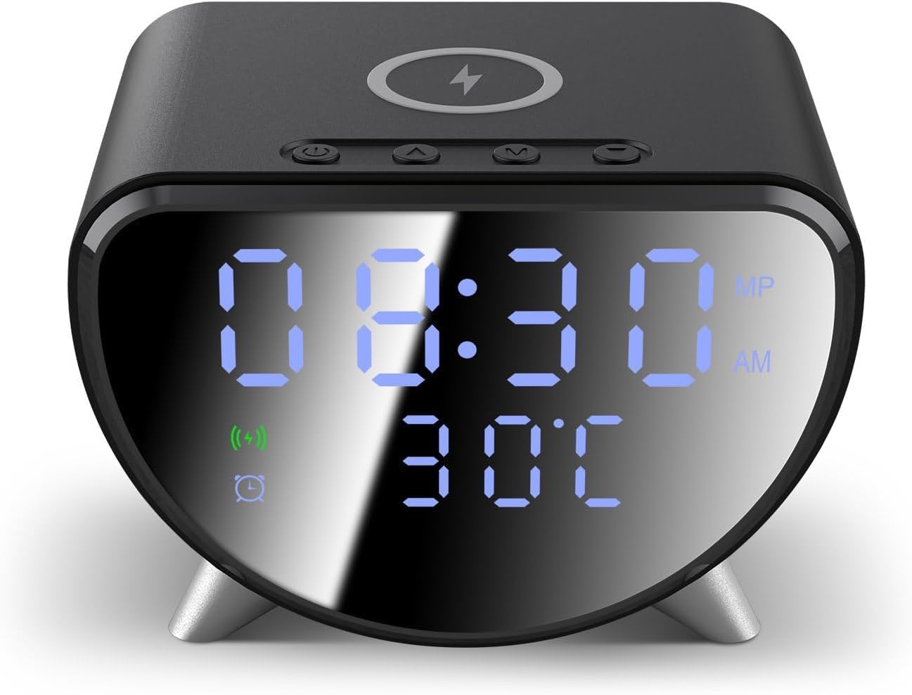 Detalle de PDKUAI Fast Wireless Charger Alarm Clock — Dimmed LED Display, 12/24H Clock, Temperature Readout and Triple Alarms