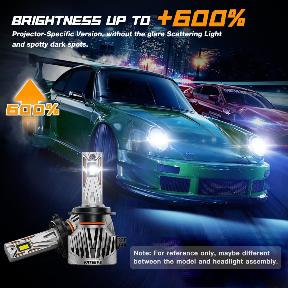 Thumbnail 6 de FateEye H7 LED Headlight Bulbs – 38000LM, 130W, with Fan, 6500K White, Plug & Play (Pack of 2)