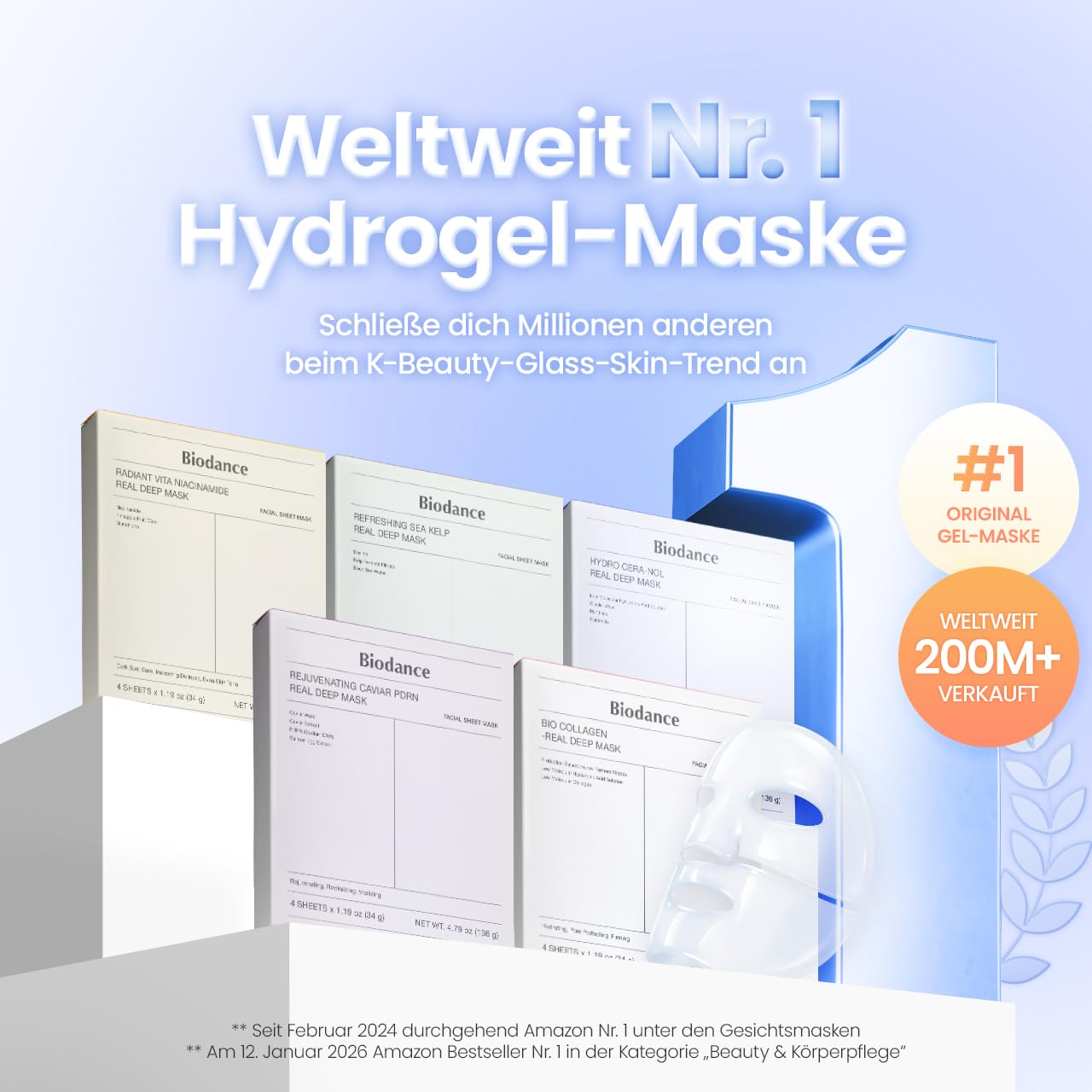 Detalle de BIODANCE Hydro Cera-nol Real Deep Maske – Overnight Hydrogel Maske, beruhigend und feuchtigkeitsspendend (34 g × 4 St.)