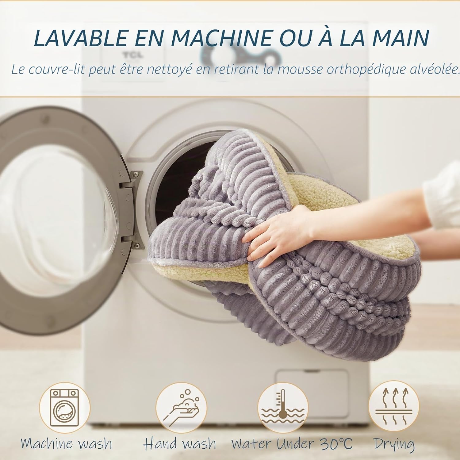 Thumbnail 5 de DEBANG HOME Panier pour Chien — Lit orthopédique en mousse haute densité pour chiens de taille moyenne (gris)