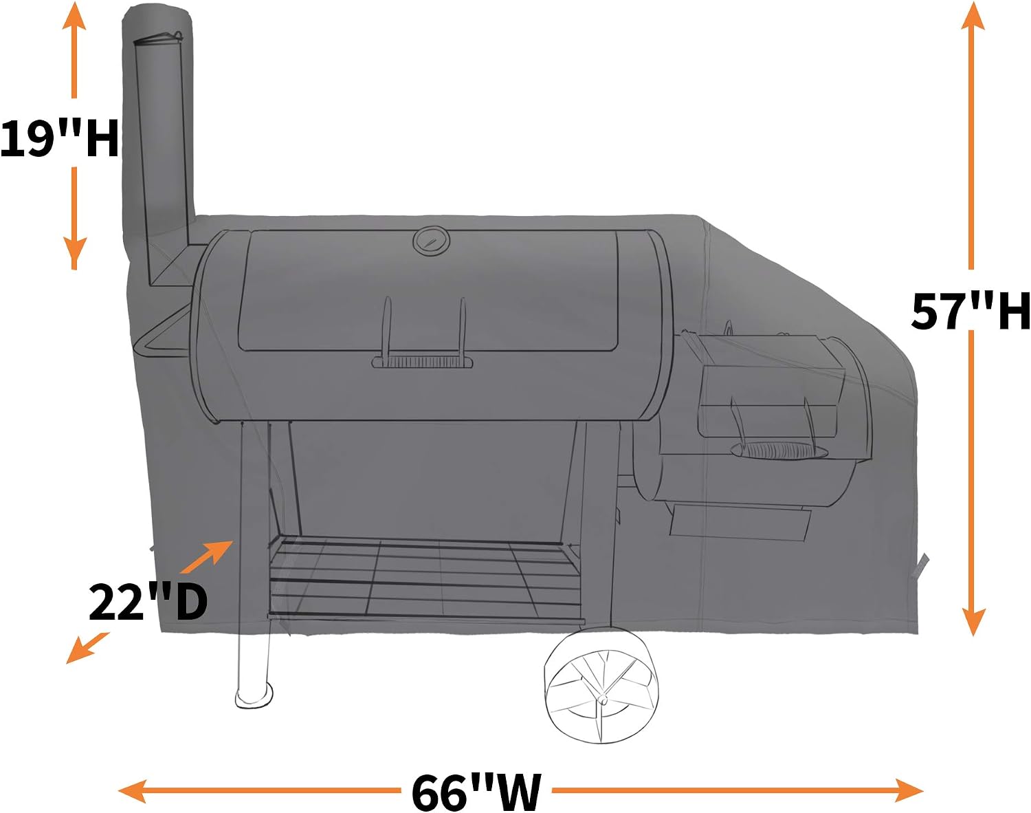 Detalle de i COVER 66-Inch 600D Offset Smoker Cover with Water-Repellent Finish