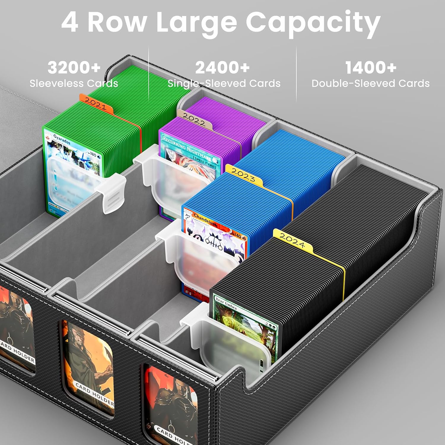 Detalle de Hot Bee MTG Deck Box: 2400+ Card Storage in PU Leather with Magnetic Closure
