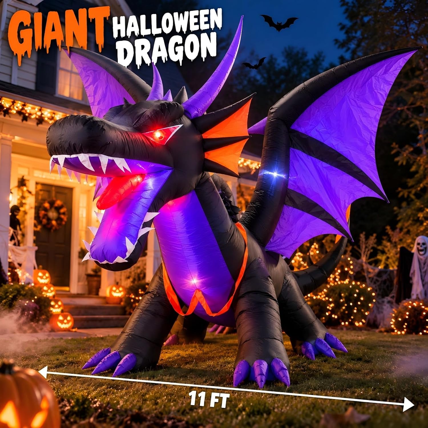 Detalle 2 de Skirfy 25166 11FT Inflatable Dragon with Multicolor LED Lights