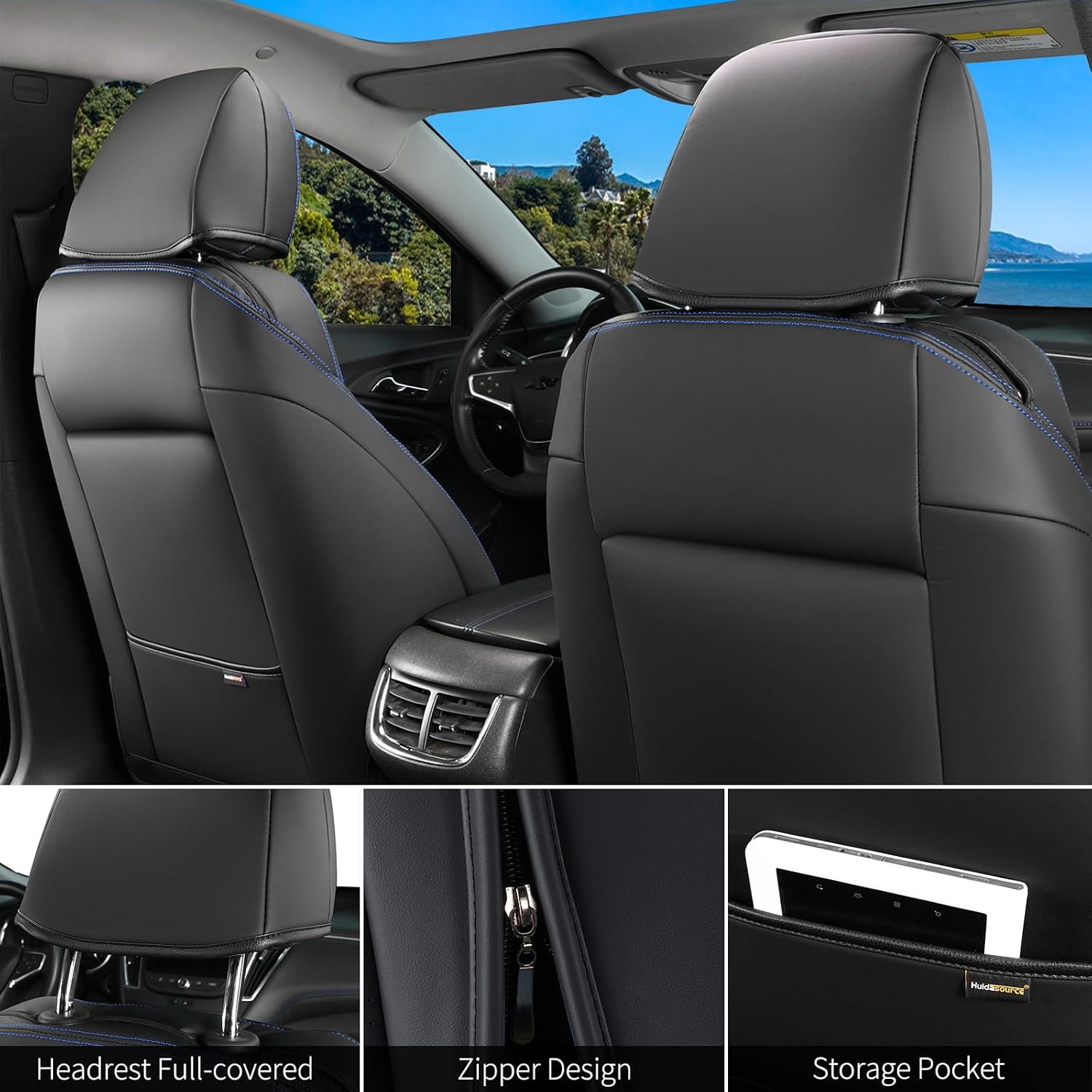 Detalle de Huidasource Chevrolet Malibu Seat Covers, Faux Leather