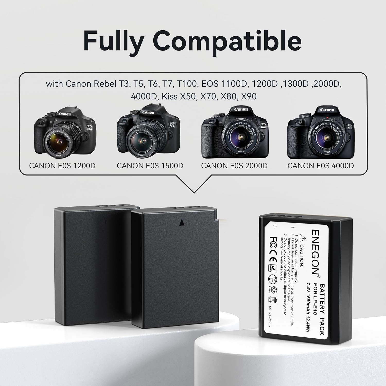 Detalle 2 de ENEGON LP-E10 3×1680 mAh avec charge LCD