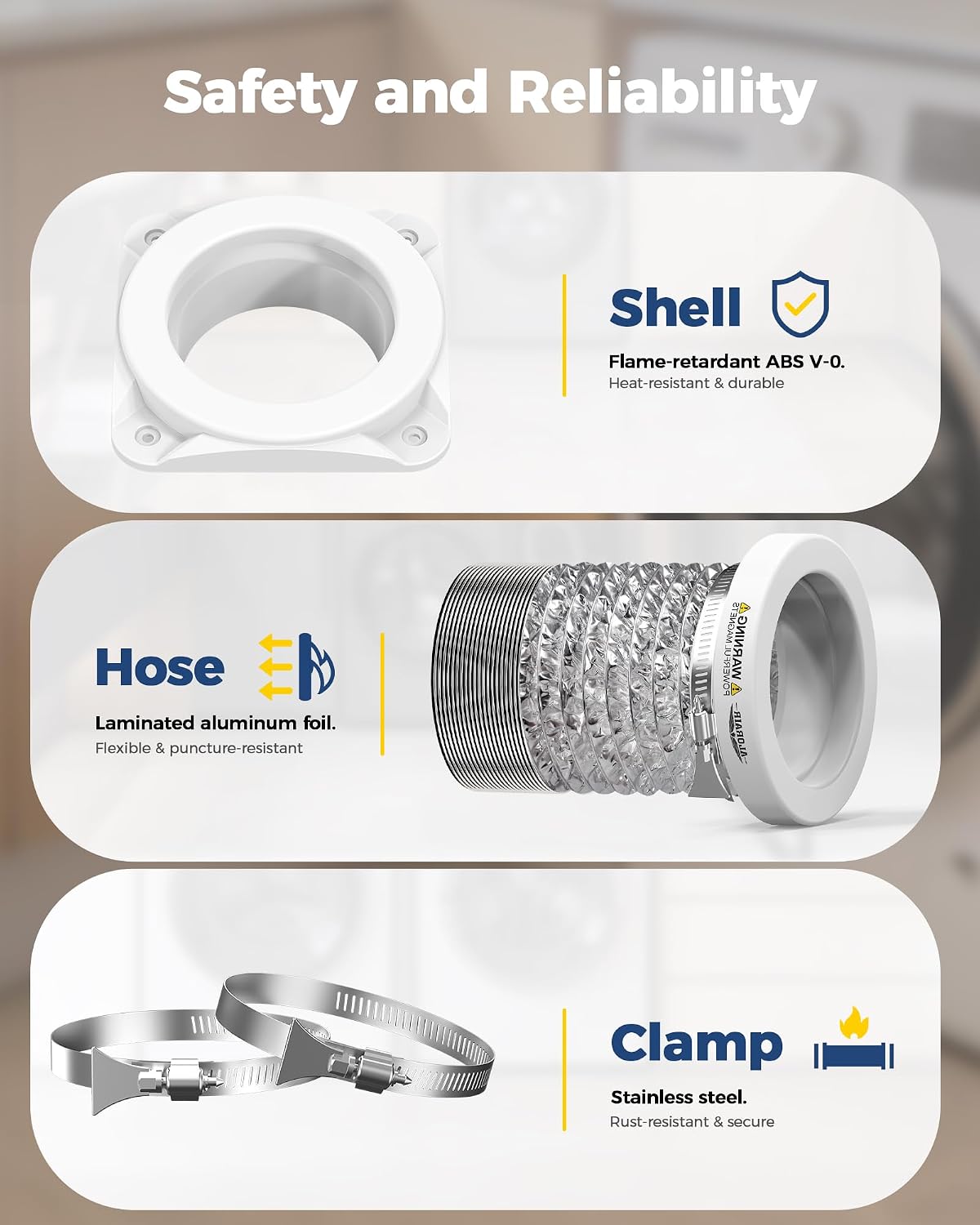 Detalle de ALORAIR DV180 Magnetic Dryer Vent Connector Kit with 4-Inch Hose