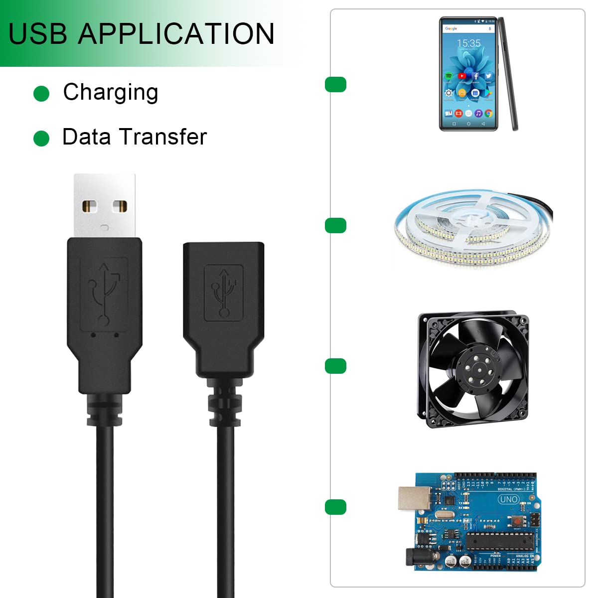 Thumbnail 6 de Xiatiaosann USB 2.0 Type A open-wire cable set for Arduino-style DIY (5 male + 5 female, 4-pin)